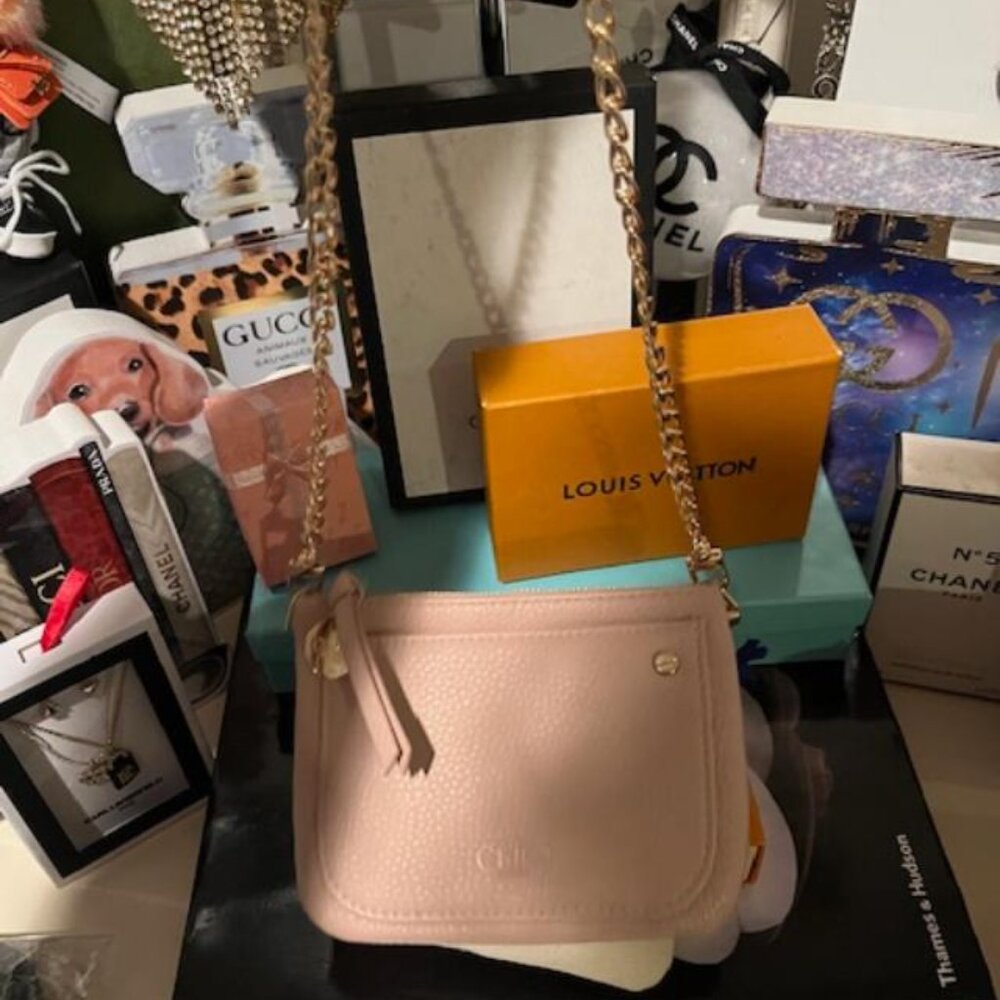 Chloe Parfums Wristlet converted with Gold Hardware to become Crossbody NWOT